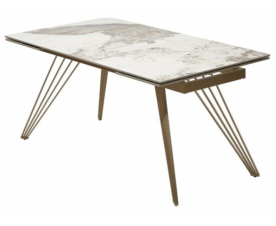 Стол ACERRA NEW 160 GLOSS LUXURY PANDORA SOLID CERAMIC/ каркас цвета шампань М-City | Интернет магазин мебели и декора LifeDekor