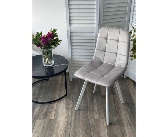 Стул РИЧИ, цвет H-09 Светло-серый, велюр / белый каркас М-City, изображение 3 | Интернет магазин мебели и декора LifeDekor