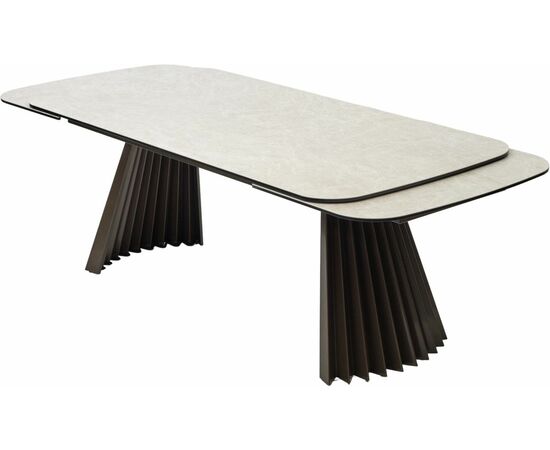 Стол ASTRID 200 TL-102 Бежевый мрамор, испанская керамика / Сланцево-золотистый каркас, ®DISAUR, изображение 11 | Интернет магазин мебели и декора LifeDekor