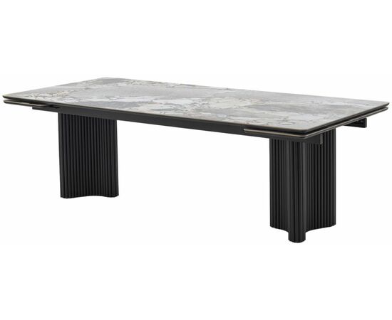 Стол АДАЖИО 240 (320) см MINERAL STONE NATURAL, керамика / Черный каркас М-City | Интернет магазин мебели и декора LifeDekor