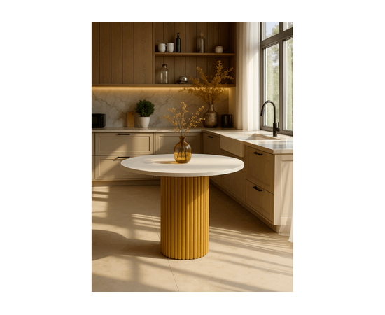 Стол деревянный Барел 90 белый / золото, изображение 3 | Интернет магазин мебели и декора LifeDekor