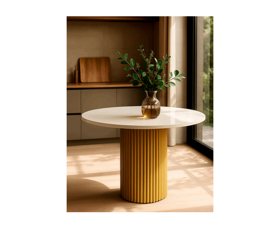 Стол деревянный Барел 90 белый / золото, изображение 2 | Интернет магазин мебели и декора LifeDekor