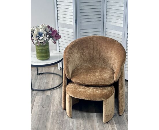 Кресло+оттоманка HUG AT5139-13 Коричневый, ткань/каркас металл в обивке AT5139-13 ®DISAUR, изображение 4 | Интернет магазин мебели и декора LifeDekor