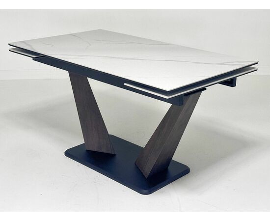 Стол ВИРДЖИНИЯ 140 MATTE БЕЛЫЙ МРАМОР, керамика / ЛЕСНОЙ ОРЕХ, ЧЕРНЫЙ, М-City | Интернет магазин мебели и декора LifeDekor