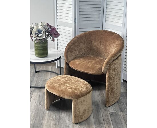 Кресло+оттоманка HUG AT5139-13 Коричневый, ткань/каркас металл в обивке AT5139-13 ®DISAUR, изображение 3 | Интернет магазин мебели и декора LifeDekor