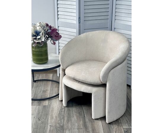 Кресло+оттоманка HUG AT5139-09 Св. бежевый, ткань/каркас металл в обивке AT5139-09 ®DISAUR, изображение 2 | Интернет магазин мебели и декора LifeDekor