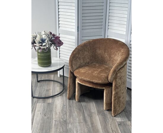 Кресло+оттоманка HUG AT5139-13 Коричневый, ткань/каркас металл в обивке AT5139-13 ®DISAUR, изображение 2 | Интернет магазин мебели и декора LifeDekor