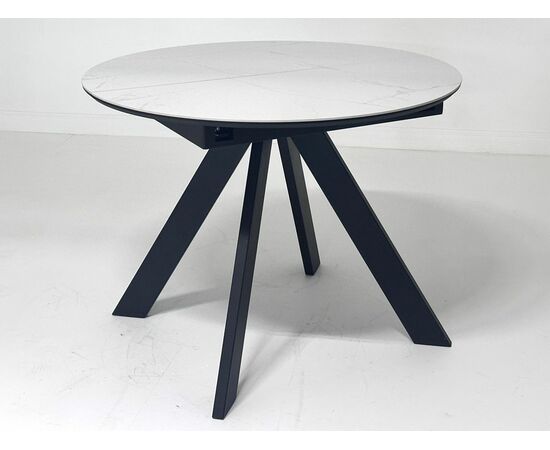 Стол БОНЖУР 100 БЕЛЫЙ МРАМОР, керамика / ЧЕРНЫЙ каркас М-City | Интернет магазин мебели и декора LifeDekor