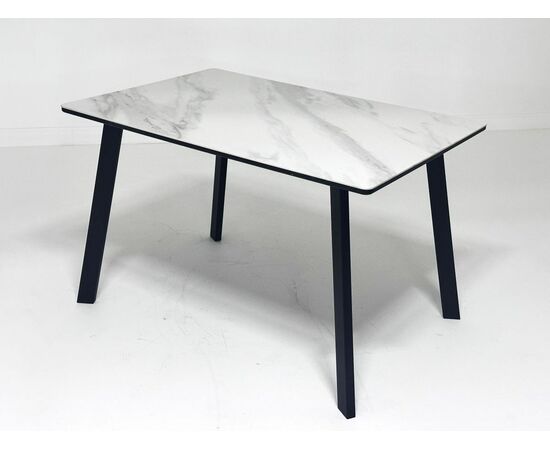 Стол ТИК ТАК 120  Белый мрамор активный, керамика / Черный каркас М-City | Интернет магазин мебели и декора LifeDekor