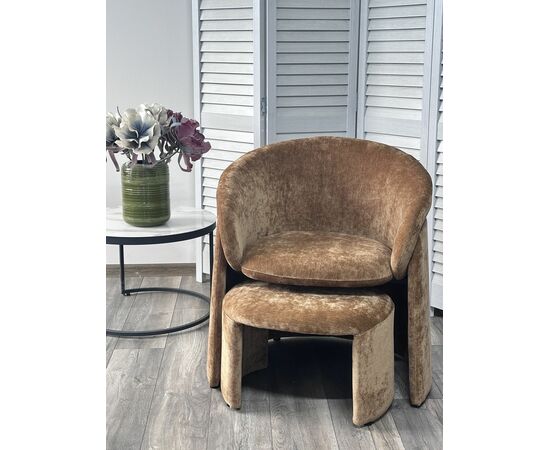 Кресло+оттоманка HUG AT5139-13 Коричневый, ткань/каркас металл в обивке AT5139-13 ®DISAUR, изображение 5 | Интернет магазин мебели и декора LifeDekor