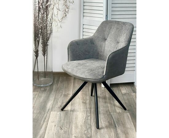 Стул НОРМАН 360 град., цвет BELLA-13/CYPRUS-10 серый, шенилл/замша / черный каркас М-City | Интернет магазин мебели и декора LifeDekor