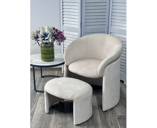 Кресло+оттоманка HUG AT5139-09 Св. бежевый, ткань/каркас металл в обивке AT5139-09 ®DISAUR, изображение 3 | Интернет магазин мебели и декора LifeDekor