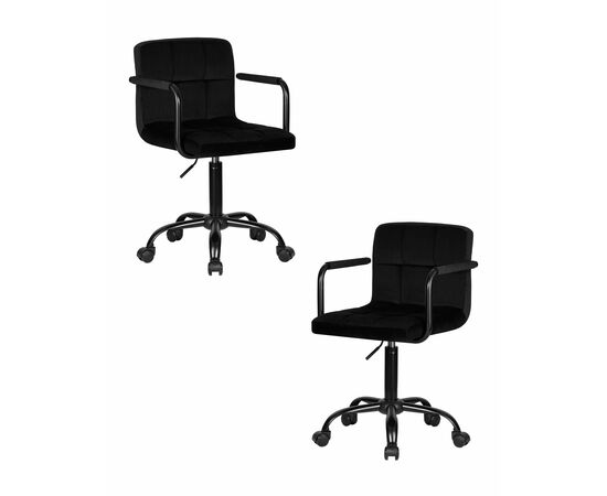 Набор 2 шт Офисное кресло для персонала DOBRIN TERRY BLACK, черный велюр (MJ9-101), Вариант: черный велюр (MJ9-101) | Интернет магазин мебели и декора LifeDekor