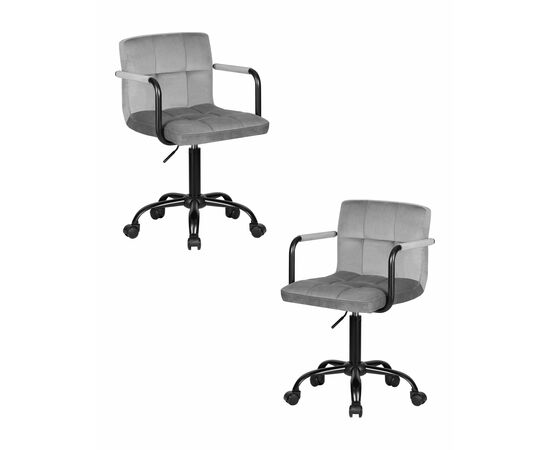 Набор 2 шт Офисное кресло для персонала DOBRIN TERRY BLACK, серый велюр (MJ9-75), Вариант: серый велюр (MJ9-75) | Интернет магазин мебели и декора LifeDekor