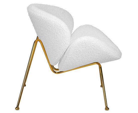 Кресло дизайнерское DOBRIN EMILY, белый (букле) ткань, золотое основание, Вариант: белый (букле) ткань, золотое основание, изображение 3 | Интернет магазин мебели и декора LifeDekor