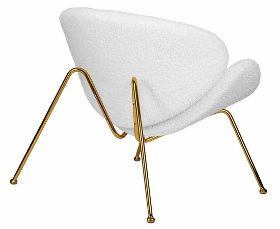 Кресло дизайнерское DOBRIN EMILY, белый (букле) ткань, золотое основание, Вариант: белый (букле) ткань, золотое основание, изображение 4 | Интернет магазин мебели и декора LifeDekor
