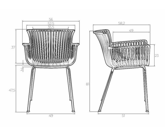 Набор 4 шт Стул обеденный DOBRIN ROSS, темно-серый (GR-04) без подушки, Вариант: темно-серый (GR-04) без подушки, изображение 12 | Интернет магазин мебели и декора LifeDekor