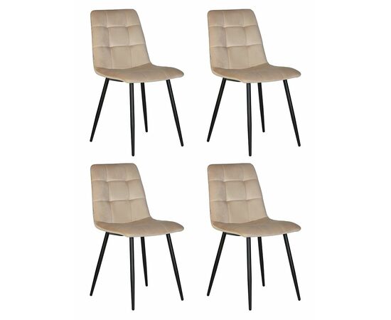 Набор 4 шт Стул обеденный DOBRIN CHILLY, Бежевый Holland 07, основание черное, Вариант: Бежевый Holland 07, основание черное | Интернет магазин мебели и декора LifeDekor