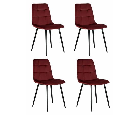 Набор 4 шт Стул обеденный DOBRIN CHILLY, Бордовый Holland 47, основание черное, Вариант: Бордовый Holland 47, основание черное | Интернет магазин мебели и декора LifeDekor