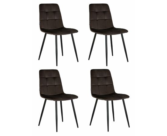 Набор 4 шт Стул обеденный DOBRIN CHILLY, Эспрессо Holland 74, основание черное, Вариант: Эспрессо Holland 74, основание черное | Интернет магазин мебели и декора LifeDekor