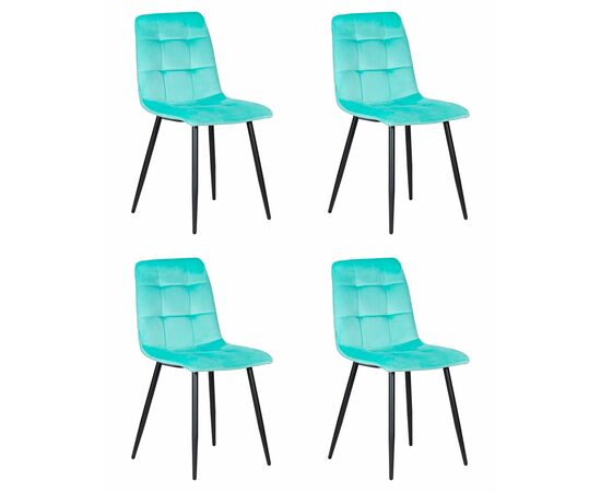 Набор 4 шт Стул обеденный DOBRIN CHILLY, Мятный Holland 50, основание черное, Вариант: Мятный Holland 50, основание черное | Интернет магазин мебели и декора LifeDekor