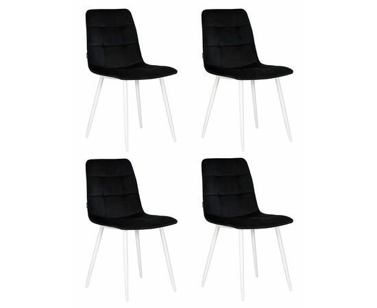 Набор 4 шт Стул обеденный DOBRIN CHILLY, Черный Holland 75, основание белое, Вариант: Черный Holland 75, основание белое | Интернет магазин мебели и декора LifeDekor