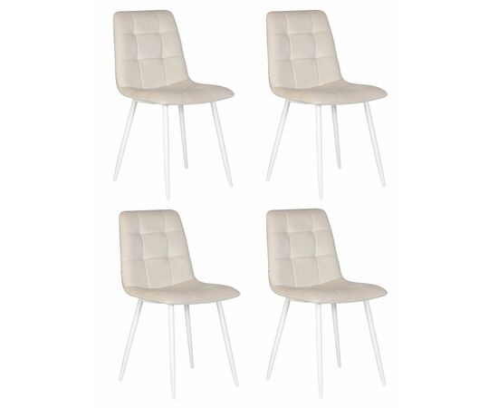 Набор 4 шт Стул обеденный DOBRIN CHILLY, Кремовый Holland 05, основание белое, Вариант: Кремовый Holland 05, основание белое | Интернет магазин мебели и декора LifeDekor