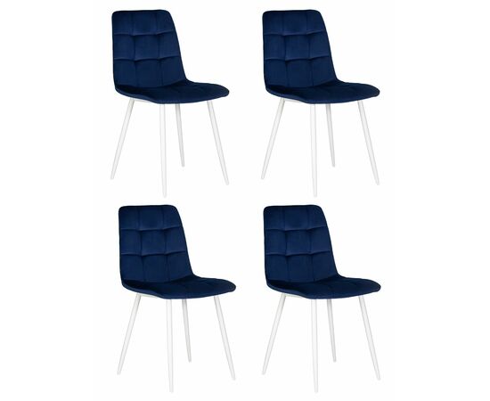 Набор 4 шт Стул обеденный DOBRIN CHILLY, Темно-синий Holland 60, основание белое, Вариант: Темно-синий Holland 60, основание белое | Интернет магазин мебели и декора LifeDekor