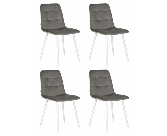 Набор 4 шт Стул обеденный DOBRIN CHILLY, Темно-серый Holland 18, основание белое, Вариант: Темно-серый Holland 18, основание белое | Интернет магазин мебели и декора LifeDekor
