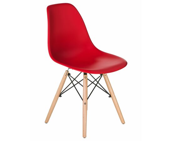 Набор 4 шт Стул обеденный DOBRIN DSW, ножки светлый бук, цвет красный (R-02), Вариант: ножки светлый бук, цвет красный (R-02), изображение 3 | Интернет магазин мебели и декора LifeDekor