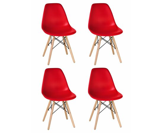 Набор 4 шт Стул обеденный DOBRIN DSW, ножки светлый бук, цвет красный (R-02), Вариант: ножки светлый бук, цвет красный (R-02) | Интернет магазин мебели и декора LifeDekor