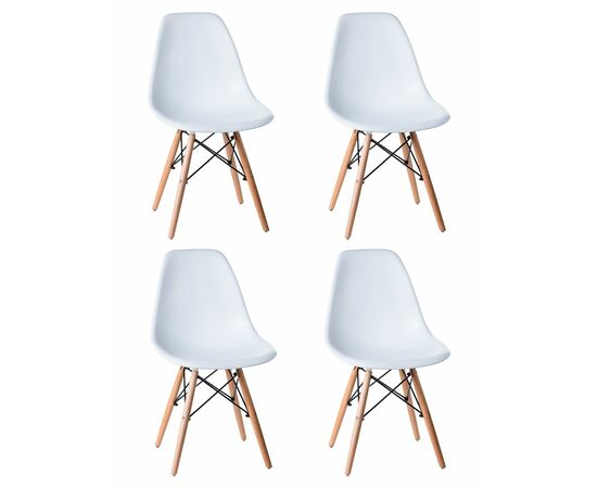 Набор 4 шт Стул обеденный DOBRIN DSW, ножки светлый бук, цвет белый (W-02), Вариант: ножки светлый бук, цвет белый (W-02) | Интернет магазин мебели и декора LifeDekor