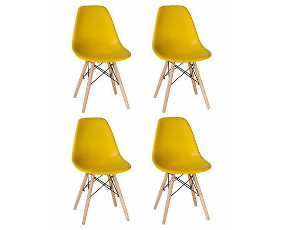 Набор 4 шт Стул обеденный DOBRIN DSW, ножки светлый бук, цвет жёлтый (Y-01), Вариант: ножки светлый бук, цвет жёлтый (Y-01) | Интернет магазин мебели и декора LifeDekor