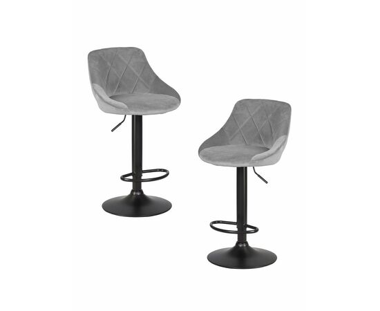 Набор 2 шт Стул барный DOBRIN LOGAN BLACK, серый велюр (MJ9-75), Вариант: серый велюр (MJ9-75) | Интернет магазин мебели и декора LifeDekor