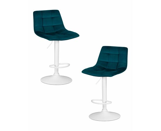 Набор 2 шт Стул барный DOBRIN TAILOR WHITE, морской волны велюр (MJ9-99), Вариант: морской волны велюр (MJ9-99) | Интернет магазин мебели и декора LifeDekor