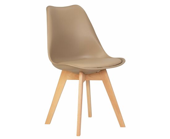 Набор 4 шт Стул обеденный DOBRIN JERRY SOFT, ножки светлый бук, цвет сиденья бежевый (GR-03), Вариант: ножки светлый бук, цвет сиденья бежевый (GR-03), изображение 2 | Интернет магазин мебели и декора LifeDekor