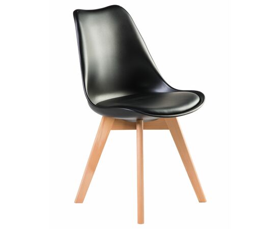 Набор 4 шт Стул обеденный DOBRIN JERRY SOFT, ножки светлый бук, цвет сиденья чёрный (B-03), Вариант: ножки светлый бук, цвет сиденья чёрный (B-03), изображение 3 | Интернет магазин мебели и декора LifeDekor