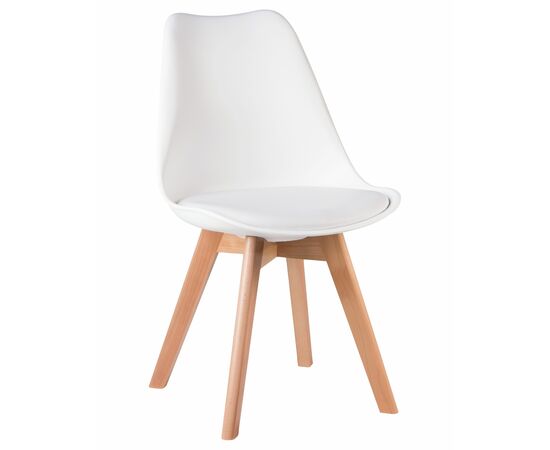 Набор 4 шт Стул обеденный DOBRIN JERRY SOFT, ножки светлый бук, цвет сиденья белый (W-02), Вариант: ножки светлый бук, цвет сиденья белый (W-02), изображение 2 | Интернет магазин мебели и декора LifeDekor