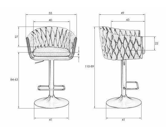 Набор 2 шт Стул барный DOBRIN LEON, розовая ткань (LAR 275-10), Вариант: розовая ткань (LAR 275-10), изображение 12 | Интернет магазин мебели и декора LifeDekor