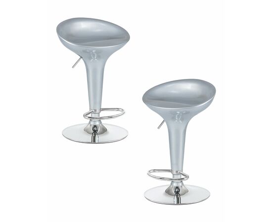 Набор 2 шт Стул барный DOBRIN BOMBA, серебряный металлик, Вариант: серебряный металлик | Интернет магазин мебели и декора LifeDekor
