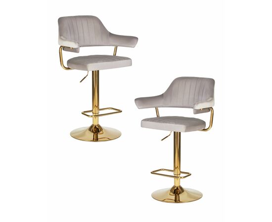 Набор 2 шт Стул барный DOBRIN CHARLY GOLD, серый велюр (MJ9-75), Вариант: серый велюр (MJ9-75) | Интернет магазин мебели и декора LifeDekor