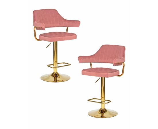 Набор 2 шт Стул барный DOBRIN CHARLY GOLD, розовый велюр (MJ9-32), Вариант: розовый велюр (MJ9-32) | Интернет магазин мебели и декора LifeDekor