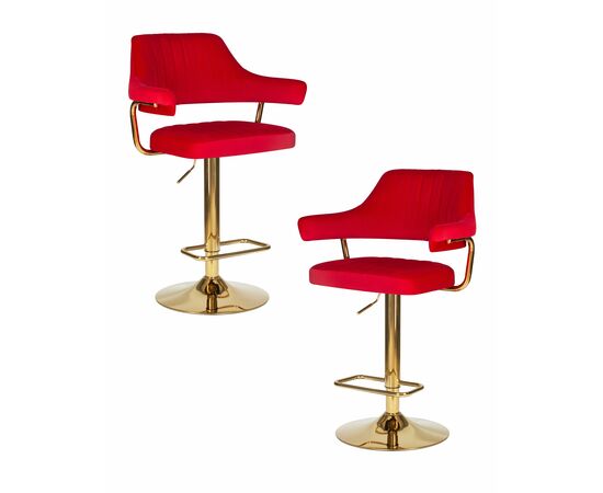 Набор 2 шт Стул барный DOBRIN CHARLY GOLD, красный велюр (MJ9-45), Вариант: красный велюр (MJ9-45) | Интернет магазин мебели и декора LifeDekor