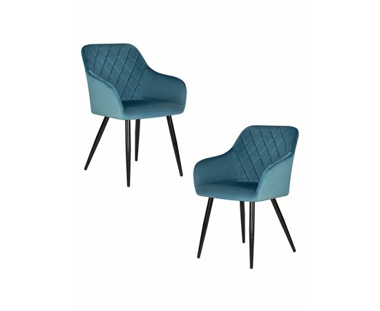 Набор 2 шт Стул обеденный DOBRIN ROBERT, черные матовые ножки, велюр V108-108 Морская волна, Вариант: черные матовые ножки, велюр V108-108 Морская волна | Интернет магазин мебели и декора LifeDekor