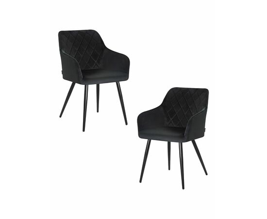 Набор 2 шт Стул обеденный DOBRIN ROBERT, черные матовые ножки, велюр V108-77 Чёрный, Вариант: черные матовые ножки, велюр V108-77 Чёрный | Интернет магазин мебели и декора LifeDekor