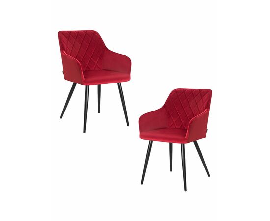 Набор 2 шт Стул обеденный DOBRIN ROBERT, черные матовые ножки, велюр V108-37 Бордовый, Вариант: черные матовые ножки, велюр V108-37 Бордовый | Интернет магазин мебели и декора LifeDekor