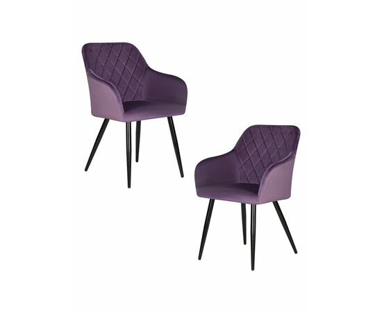 Набор 2 шт Стул обеденный DOBRIN ROBERT, черные матовые ножки, велюр V108-45 Темно-фиолетовый, Вариант: черные матовые ножки, велюр V108-45 Темно-фиолетовый | Интернет магазин мебели и декора LifeDekor