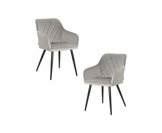 Набор 2 шт Стул обеденный DOBRIN ROBERT, черные матовые ножки, велюр V108-81 Серый, Вариант: черные матовые ножки, велюр V108-81 Серый | Интернет магазин мебели и декора LifeDekor