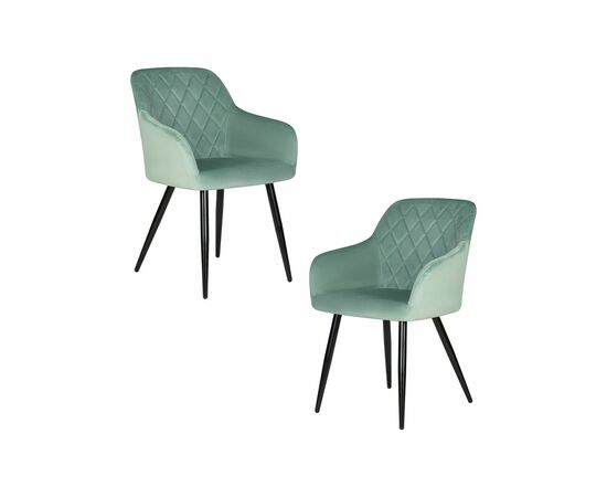 Набор 2 шт Стул обеденный DOBRIN ROBERT, черные матовые ножки, велюр V108-118 Мятный, Вариант: черные матовые ножки, велюр V108-118 Мятный | Интернет магазин мебели и декора LifeDekor