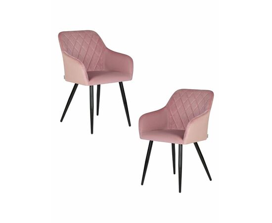 Набор 2 шт Стул обеденный DOBRIN ROBERT, черные матовые ножки, велюр V108-15 Розовый, Вариант: черные матовые ножки, велюр V108-15 Розовый | Интернет магазин мебели и декора LifeDekor